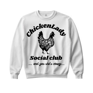 Gildan White Chicken Lady Crew Neck Sweater